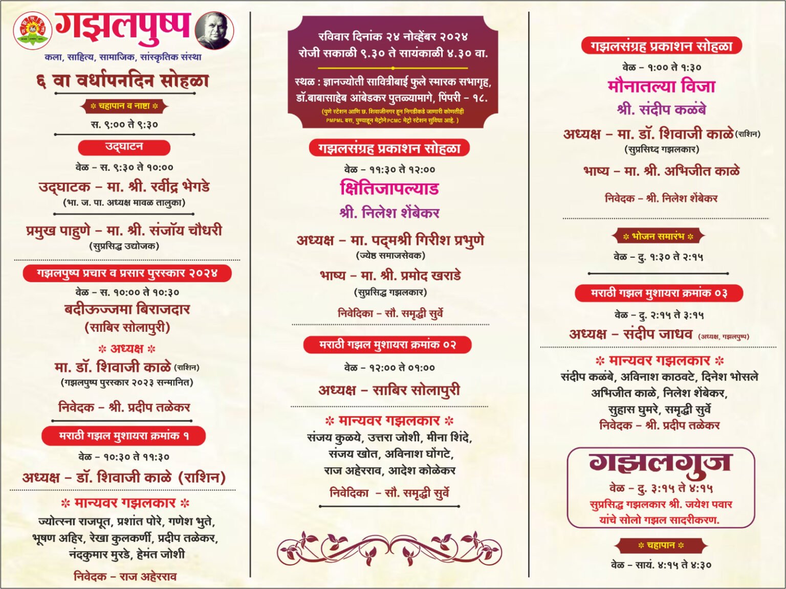 गझलपुष्पचा रविवारी पिंपरीत वर्धापनदिन सोहळा
