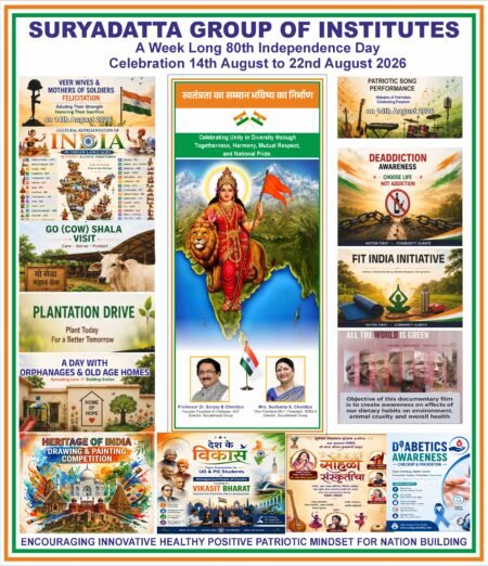 ‘सूर्यदत्त’तर्फे भारताच्या स्वातंत्र्य दिनानिमित्त १४ ते २१ ऑगस्ट या कालावधीत विविध उपक्रम सप्ताहाचे आयोजन