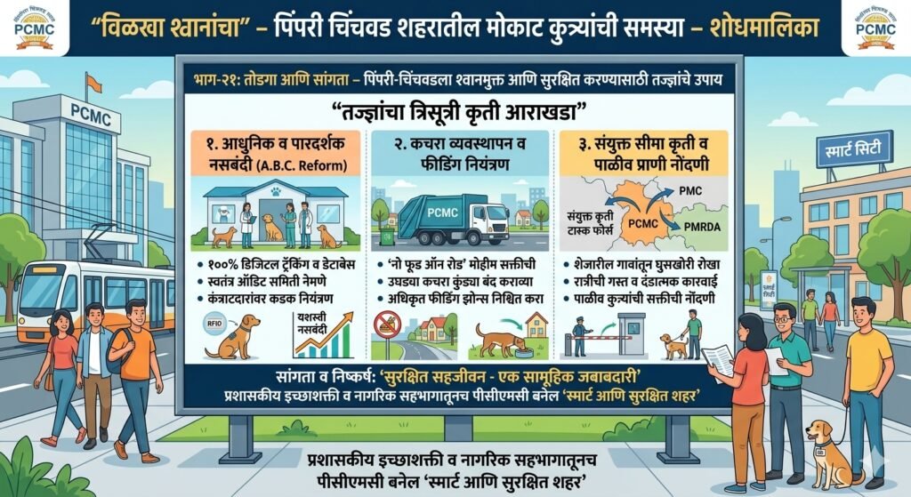 “विळखा श्वानांचा” भाग २१ – पिंपरी चिंचवड शहरातील मोकाट कुत्र्यांची समस्या – तोडगा आणि सांगता – पिंपरी-चिंचवडला श्वानमुक्त आणि सुरक्षित करण्यासाठी तज्ज्ञांचे उपाय